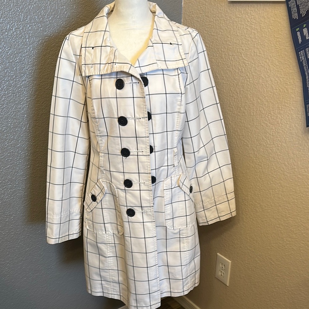 Merona Women's Black and White Grid Pea Coat